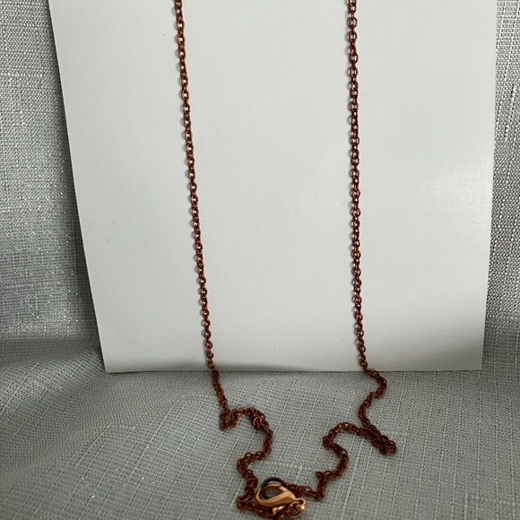 Rectangle with Beaded Drop Hammered Copper Pendant 23 Inches - Picture 3 of 3